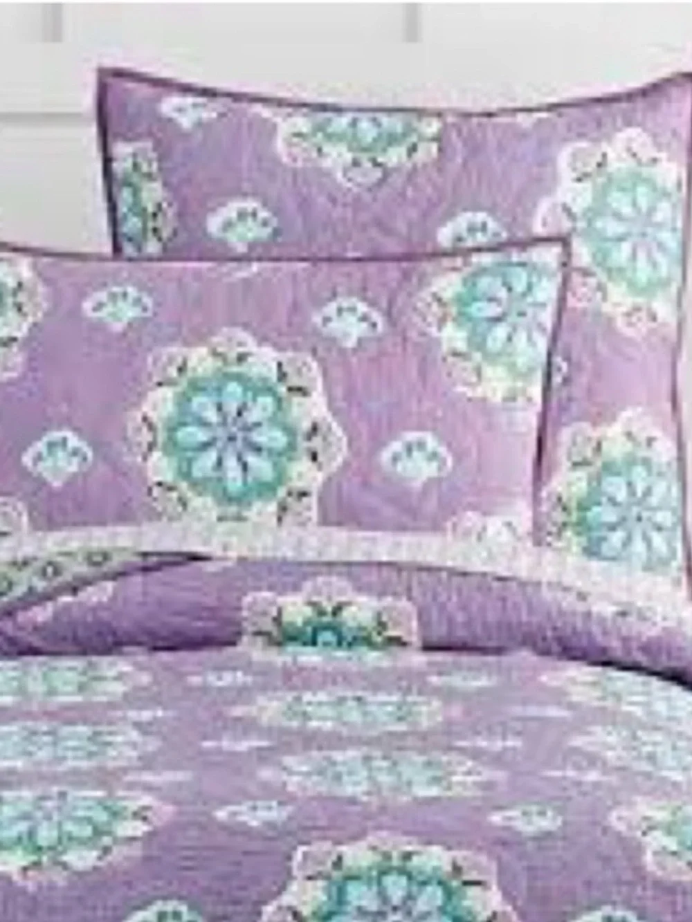 Pottery Barn Kids Floral Quilted Euro Shams Lavender Purple Set of Two